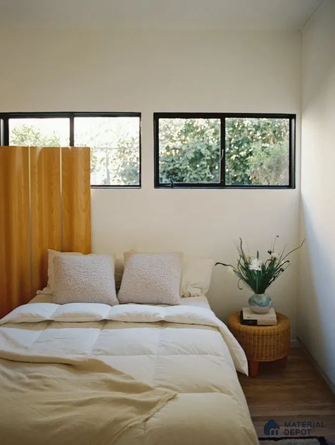 A room filled with lots of windows and plants on top of it's sides in the floor next to a wooden floor plan for a window filled with lots of a small house with lots of the side of